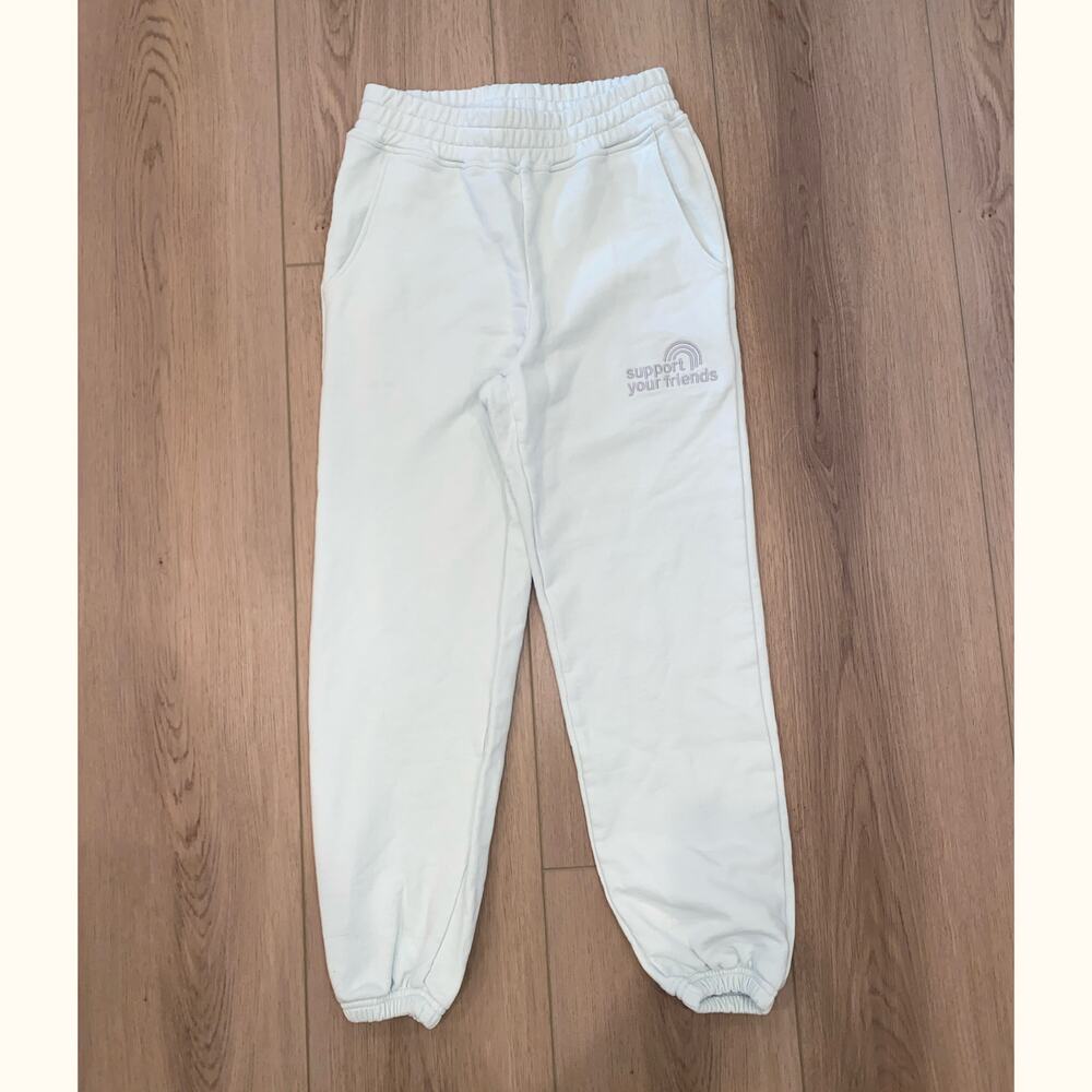 KROST Joggers Streetwear Support Your Friends Light Blue Elastic Waist Small